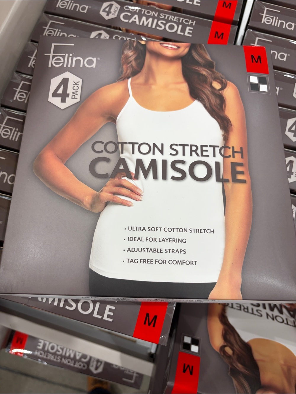 Felina White Cotton Stretch Camisole Tank Top size.M /L new